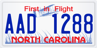 NC license plate AAD1288