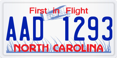NC license plate AAD1293