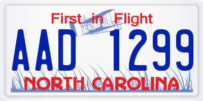 NC license plate AAD1299