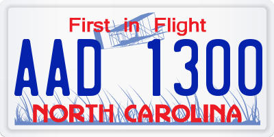 NC license plate AAD1300