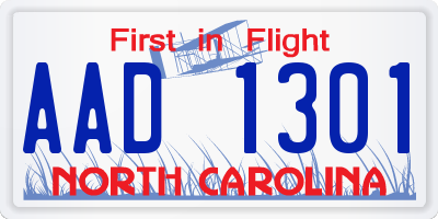 NC license plate AAD1301