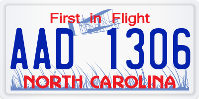 NC license plate AAD1306