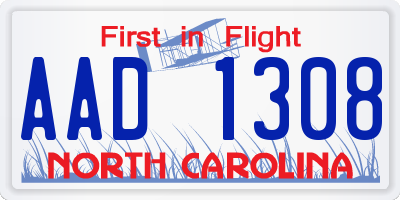 NC license plate AAD1308