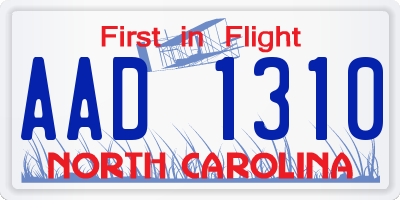 NC license plate AAD1310