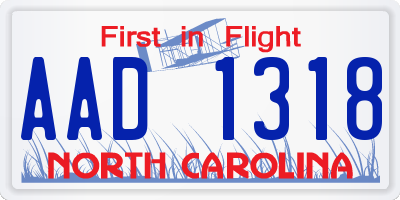 NC license plate AAD1318