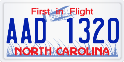 NC license plate AAD1320