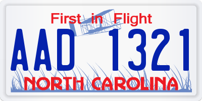 NC license plate AAD1321