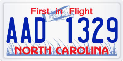 NC license plate AAD1329