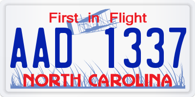 NC license plate AAD1337