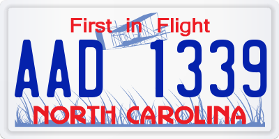 NC license plate AAD1339