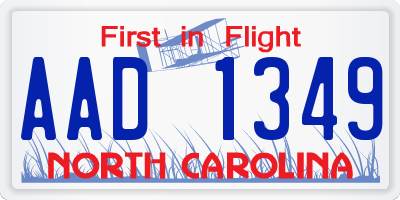 NC license plate AAD1349