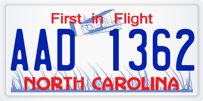 NC license plate AAD1362
