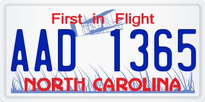NC license plate AAD1365
