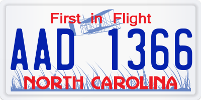 NC license plate AAD1366