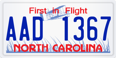 NC license plate AAD1367