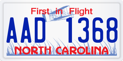 NC license plate AAD1368