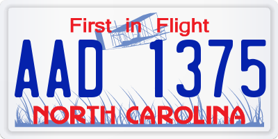 NC license plate AAD1375