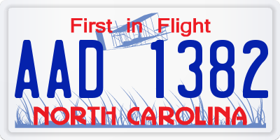 NC license plate AAD1382