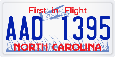 NC license plate AAD1395