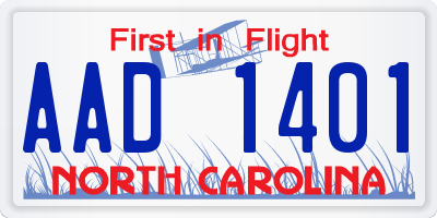 NC license plate AAD1401