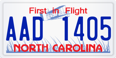 NC license plate AAD1405