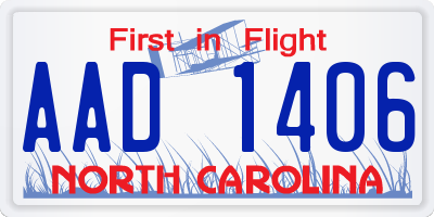 NC license plate AAD1406