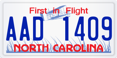 NC license plate AAD1409