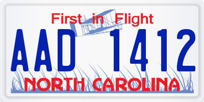 NC license plate AAD1412