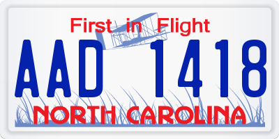 NC license plate AAD1418