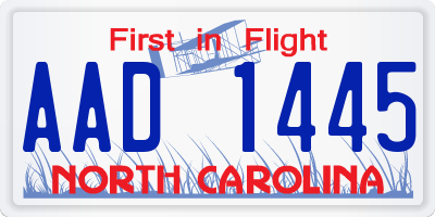 NC license plate AAD1445
