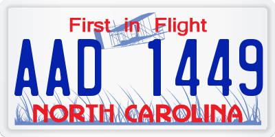 NC license plate AAD1449