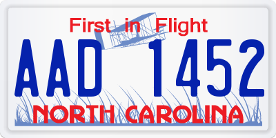 NC license plate AAD1452