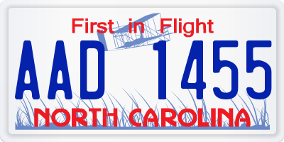 NC license plate AAD1455
