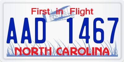 NC license plate AAD1467