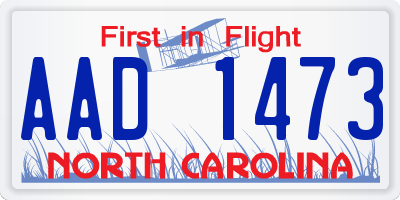 NC license plate AAD1473