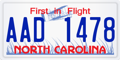 NC license plate AAD1478