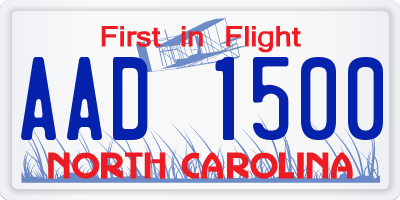 NC license plate AAD1500