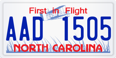 NC license plate AAD1505