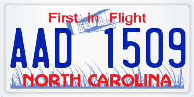 NC license plate AAD1509