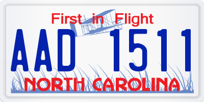 NC license plate AAD1511