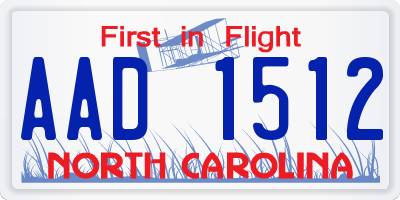 NC license plate AAD1512