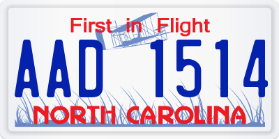 NC license plate AAD1514