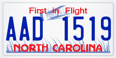 NC license plate AAD1519