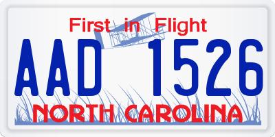 NC license plate AAD1526