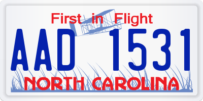 NC license plate AAD1531