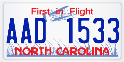 NC license plate AAD1533