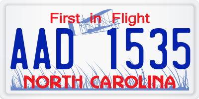 NC license plate AAD1535