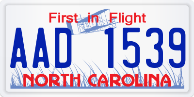 NC license plate AAD1539