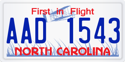 NC license plate AAD1543