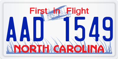 NC license plate AAD1549